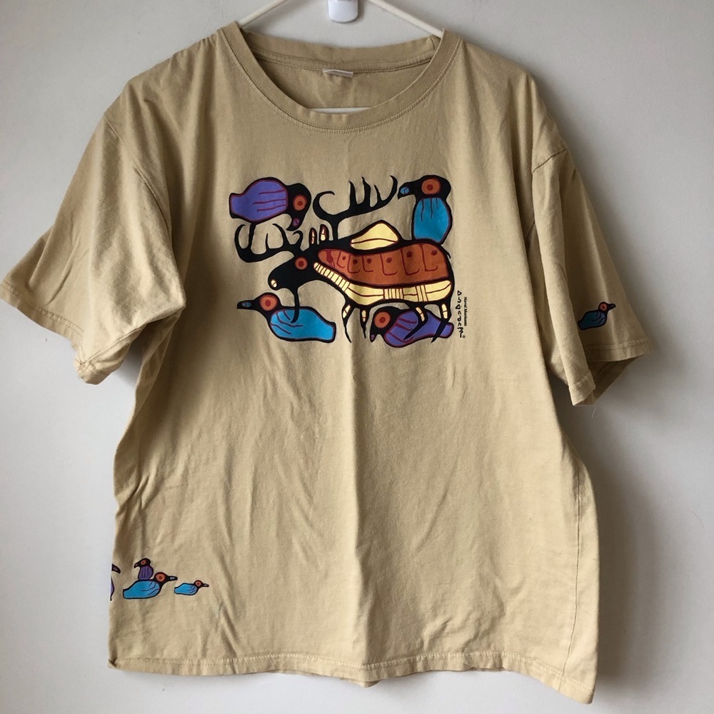 Indigenous artist Norval Morrisseau Moose Harmony T shirt cotton XXL